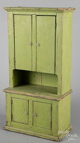 Child's painted step back doll cupboard