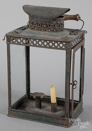 Unusual painted tin lantern, 19th c.