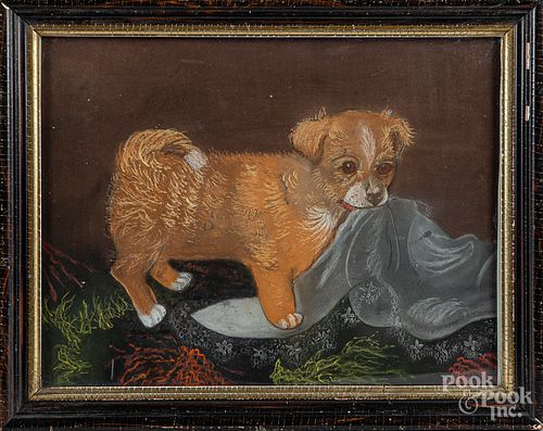 Pastel puppy with blanket, late 19th c.