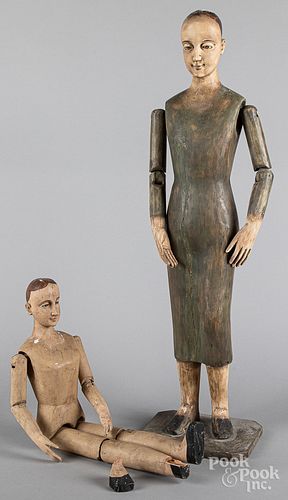 Carved and painted Santos figure, late 19th c.
