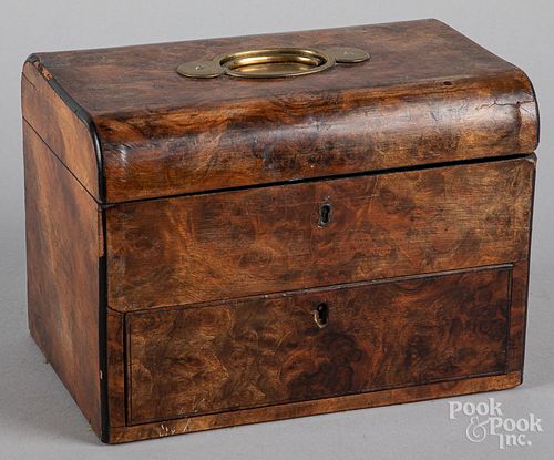 Georgian burl dresser box, 19th c.