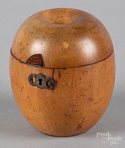 George III fruitwood apple tea caddy, 19th c.