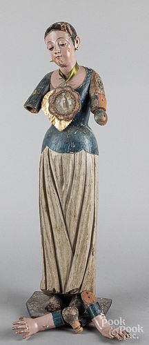 Carved and painted Santos figure, 19th c.