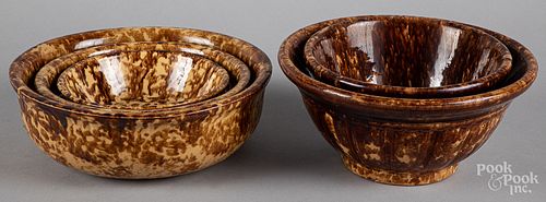 Five Rockingham glaze bowls