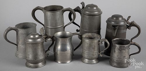 English pewter tankards and measures
