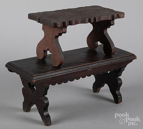 Pennsylvania walnut footstool, 19th c., etc.
