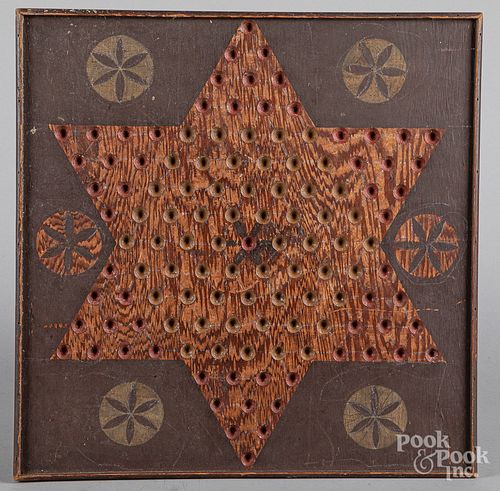 Painted plywood Chinese checkers game board