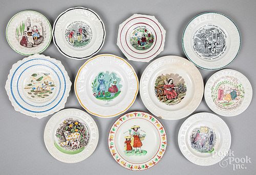 Eleven Staffordshire ABC plates