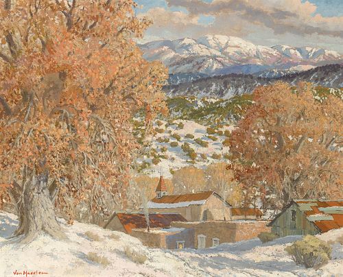Carl Von Hassler | Northern New Mexico Village Winter Scene
