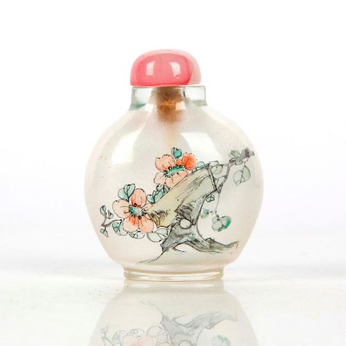 VINTAGE CHINESE SNUFF BOTTLE, CHRYSANTHEMUMS AND FLORA