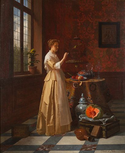 David Emile Joseph De Noter
(Belgian, 1825-1892)
Woman with Bird