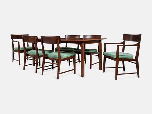 Edward Wormley (American, 1907-1995) Dining Suite with Table and Six Chairs, Dunbar, USA