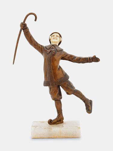 Solange Bertrand (French, 1913-2011) Art Deco Sculpture of a Youth Skating
