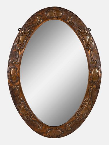 English Arts & Crafts, Early 20th Century, Hand-Hammered Wall Mirror