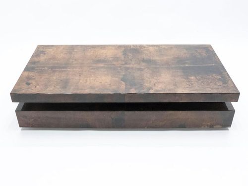 Large Goatskin Parchment Coffee Table by Aldo Tura, 1960s