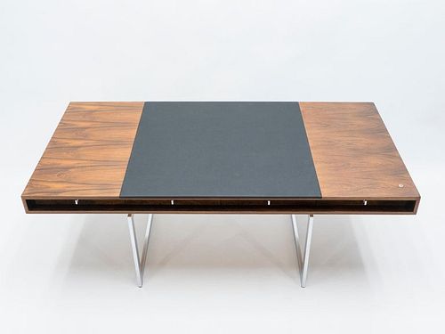 Unique Bodil Kjaer Rosewood Chrome Desk E. Pedersen & S¿n Denmark, 1960s