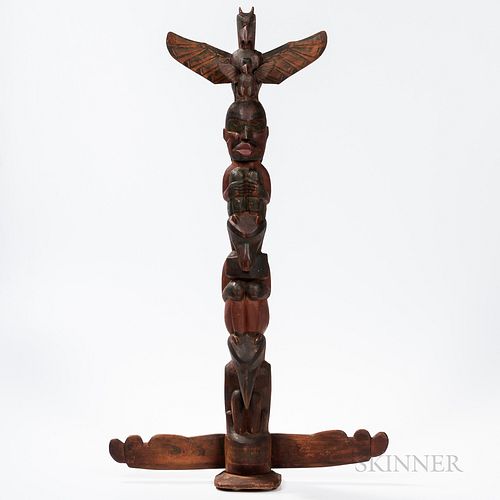Northwest Coast Carved Wood Totem Pole