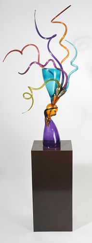 Richard Royal colorful abstract glass sculpture