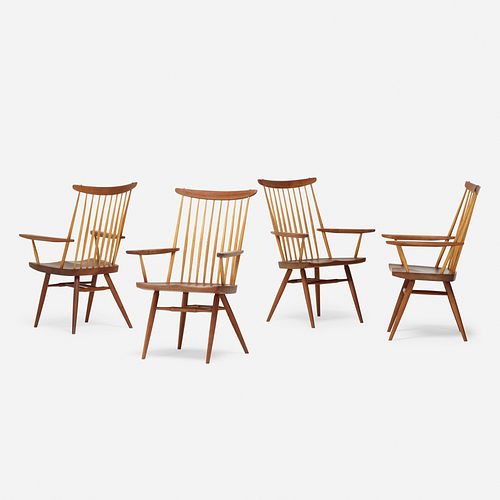 George Nakashima, New Chairs with Arms, set of four