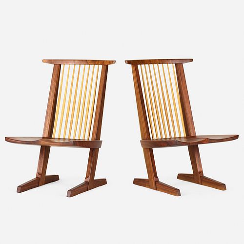 Mira Nakashima, Conoid Lounge Chairs, pair