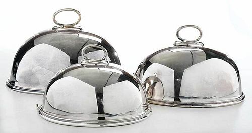 Graduated Set of Three Silver Plate Entree Covers
