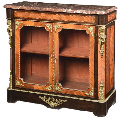 Louis XVI Style Marble Top Bronze Mounted Cabinet