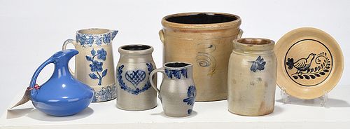 Seven Blue Decorated Ceramic Items 