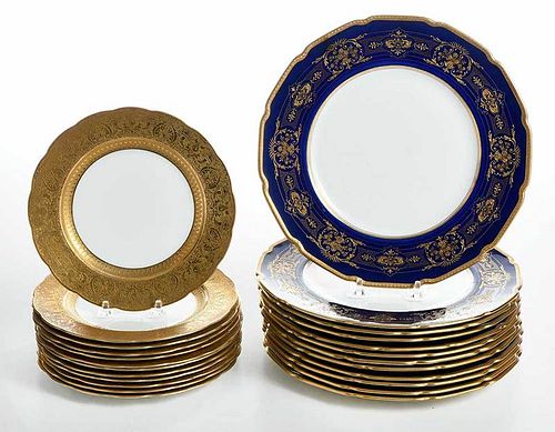 Cobalt and Gilt Dinner and Dessert Plates 