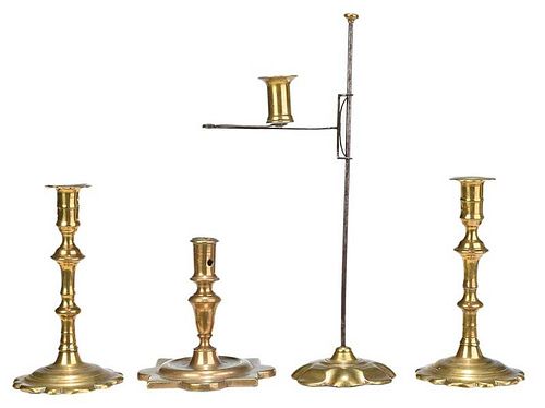 Group of Four Brass Candlesticks
