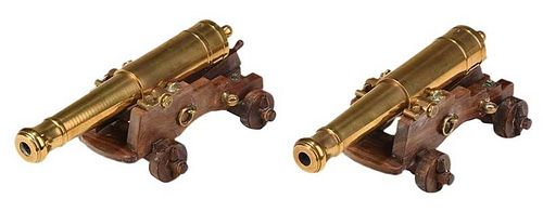 Pair Miniature Brass Cannons