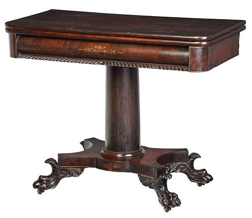 American Classical Stencil Decorated Card Table