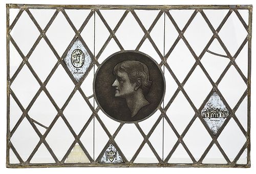 Leaded and Painted Window Depicting Jefferson