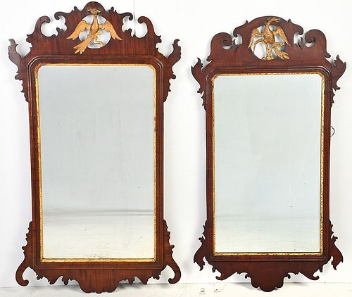 Near Pair of Chippendale Carved and Gilt Mirrors