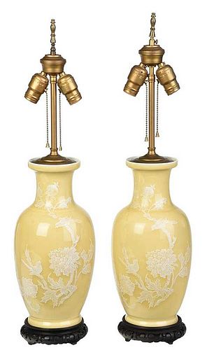 Pair Chinese Vases Mounted as Lamps