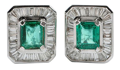 18kt. Emerald and Diamond Earrings