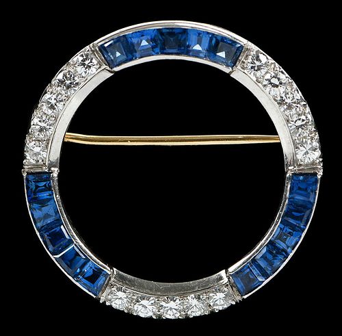 Tiffany & Co. Platinum, Diamond & Sapphire Brooch