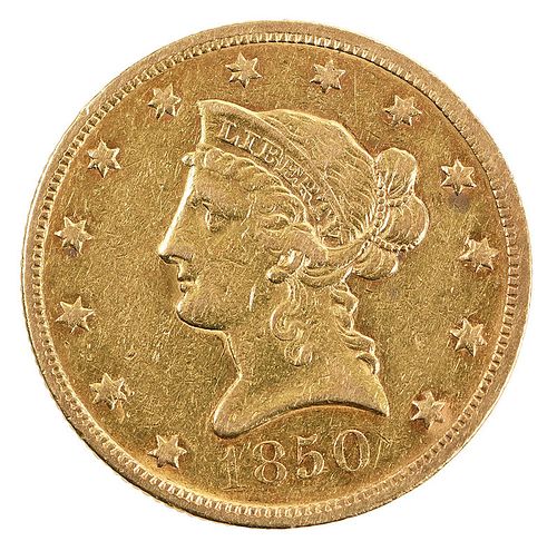 1850 Gold Ten Dollar Coin 