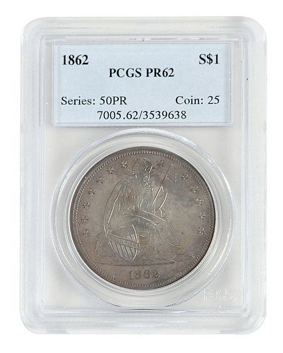 1862 Proof Seated Dollar 