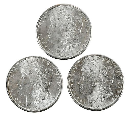 Ten Uncirculated 1881-S Silver Morgan Dollars 