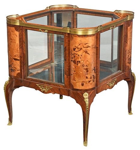 Louis XV Style Inlaid and Bronze Mounted Vitrine