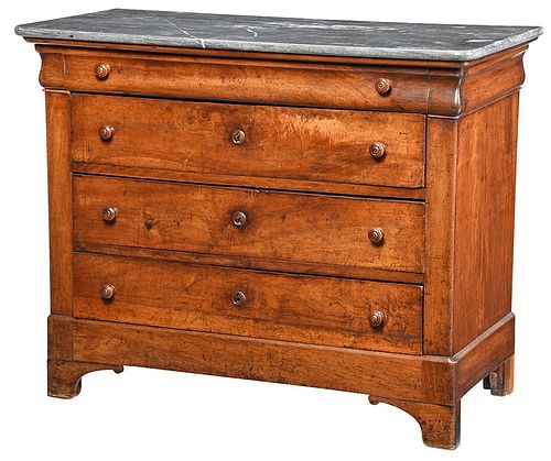 Classical Walnut Marble Top Commode