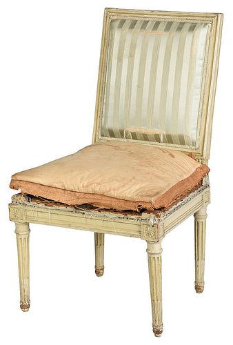 A Signed Louis XVI Carved and Painted Side Chair