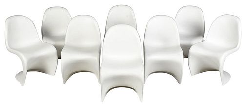 Eight Vitra Panton Side Chairs by Verner Panton