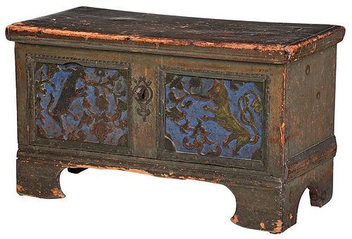 Rare American Carved and Painted Diminutive Chest