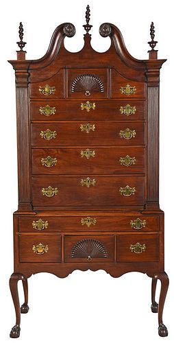 Fine New England Chippendale Mahogany High Chest