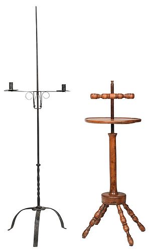 Two Early American Adjustable Candle Stands