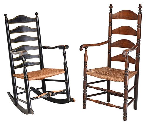 Two Early American Ladderback Chairs