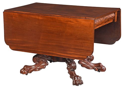 American Classical Carved Mahogany Breakfast Table