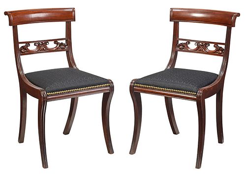 Pair of Classical Carved Mahogany Side Chairs