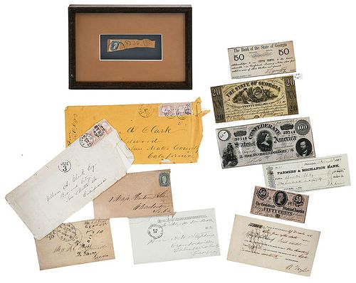 Group of Confederate Covers, Stamps, Currency